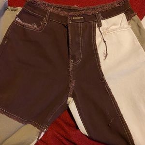 Shein High Waisted Slant Pocket Spliced Jeans